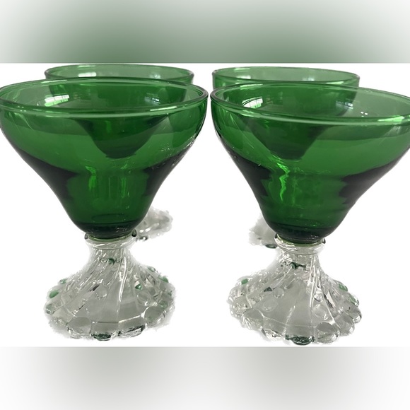 Anchor Hocking Other - Vintage Anchor Hocking Green Burple Boopie Clear Foot Champagne Sherbet Glass se